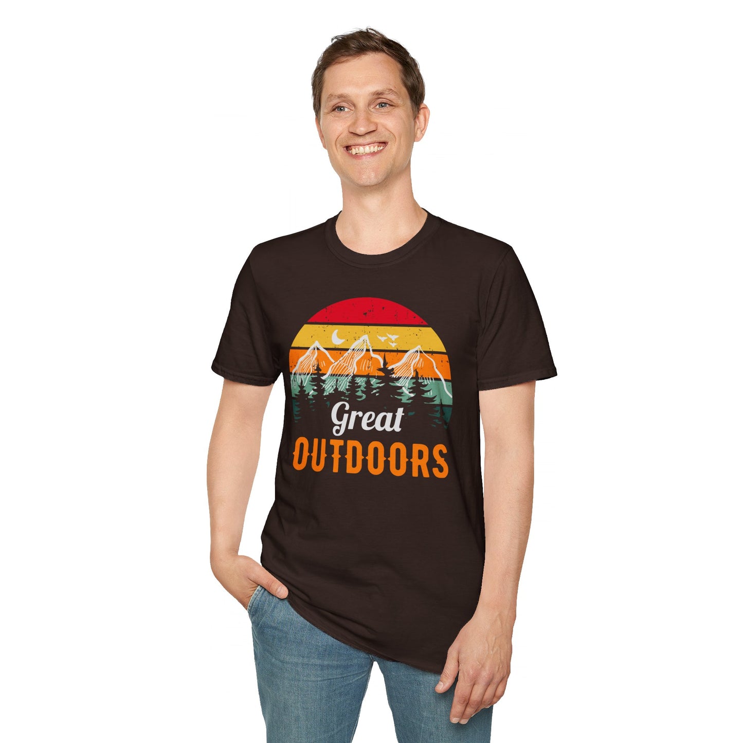 Great Outdoors Mountain Views Unisex Softstyle Graphic T-Shirt