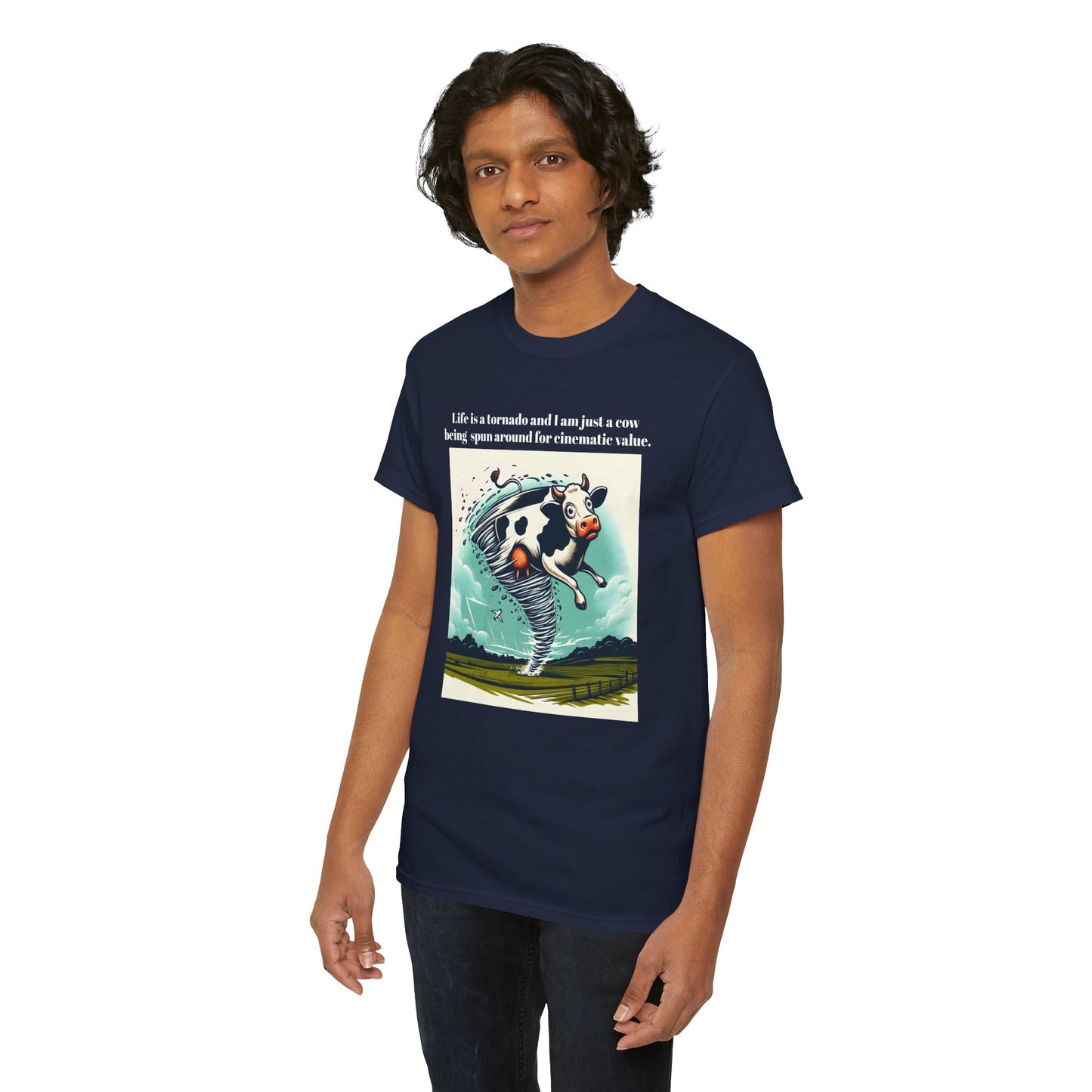 Funny Cow Caught In Tornado Unisex Tee