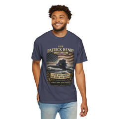 USS Patrick Henry SSBN 599 Submarine T-Shirt with a quote from its namesake