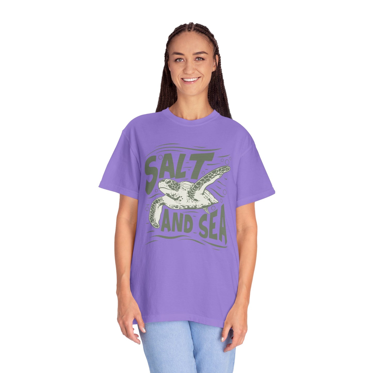 Sea Turtle, Salt And Sea -  Graphic Unisex Garment-Dyed T-shirt