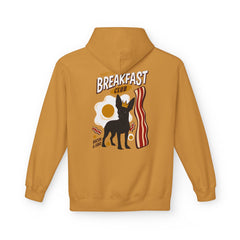Breakfast Club Hoodie — Cute Black Dog, Bacon & Egg Graphic Pullover