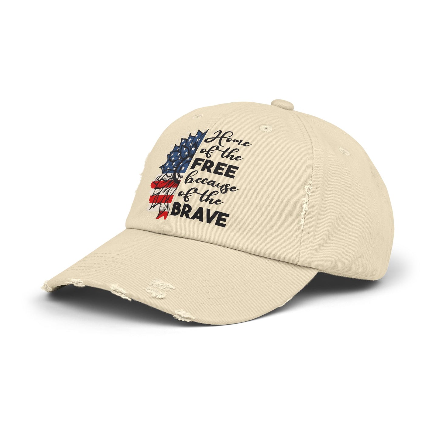 Land Of The Free, Home Of The Brave  - Unisex Distressed Cap