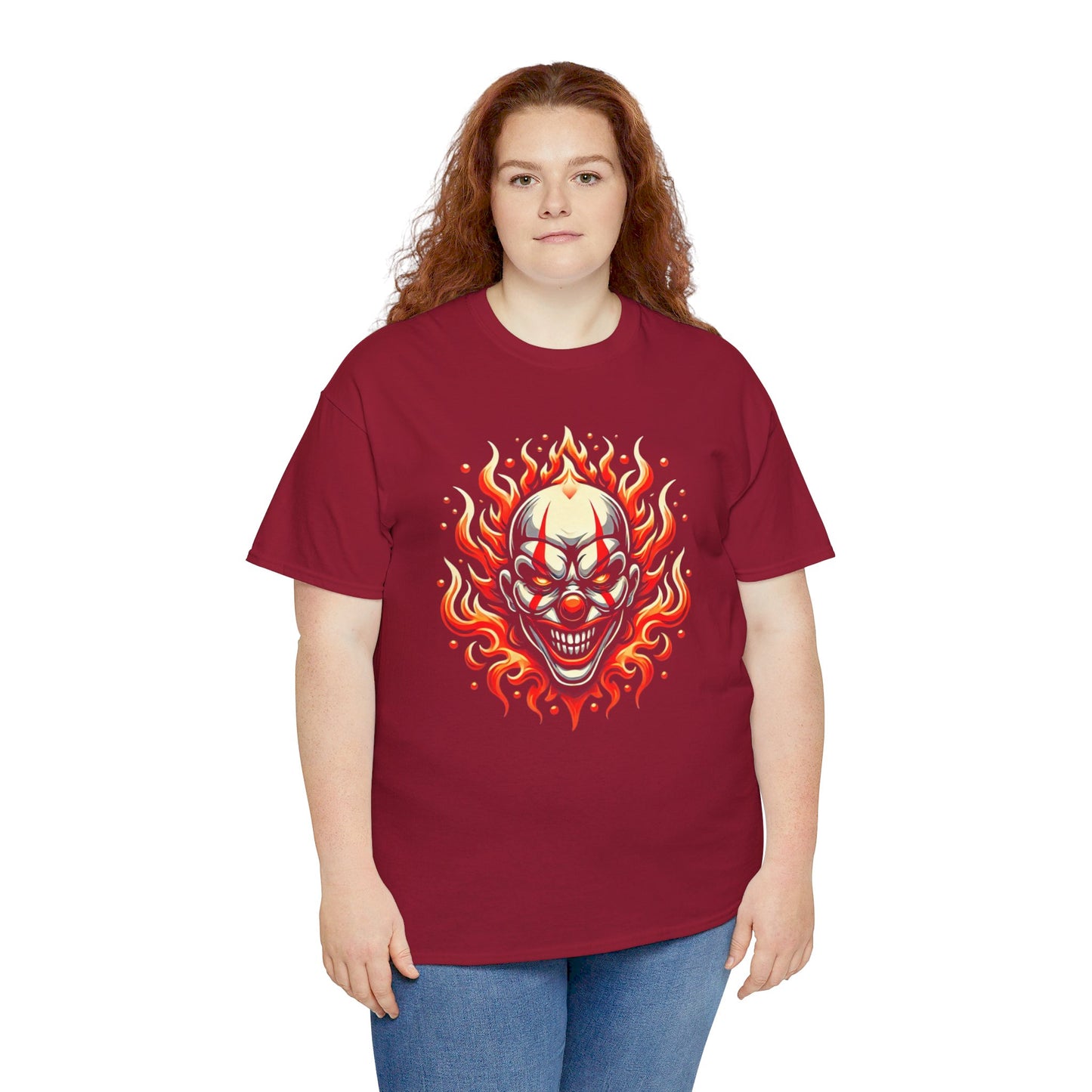 Flaming Fire Clown - Graphic Unisex Heavy Cotton Tee