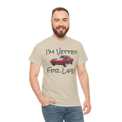 Red Corvette Summer Unisex Tee - I'm Vetted For Life Front and Back Image T Shirt