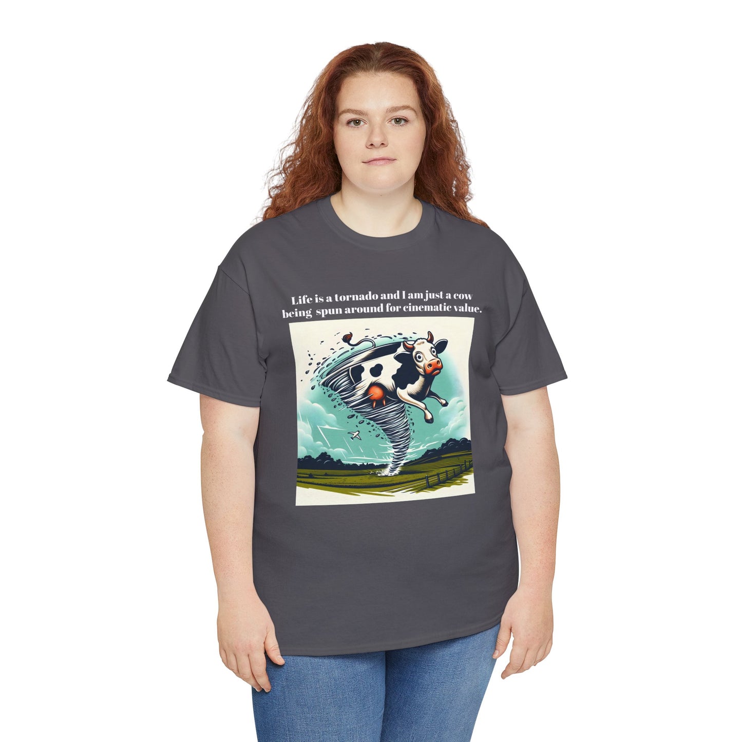 Funny Cow Caught In Tornado Unisex Tee