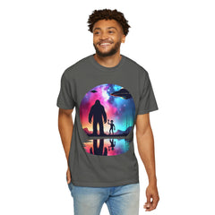 Bigfoot & Alien Nightscape T-Shirt — Sasquatch UFO Graphic Tee