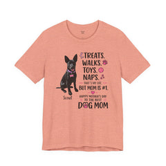 Personalized Your Dog and its name Mother's Day T-Shirt — 'Treats. Walks. Toys. Naps.