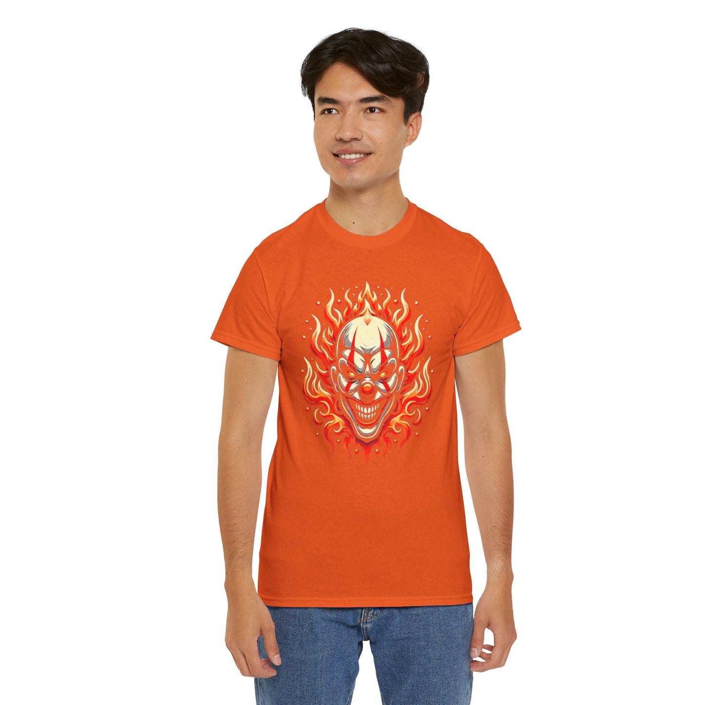 Flaming Fire Clown - Graphic Unisex Heavy Cotton Tee