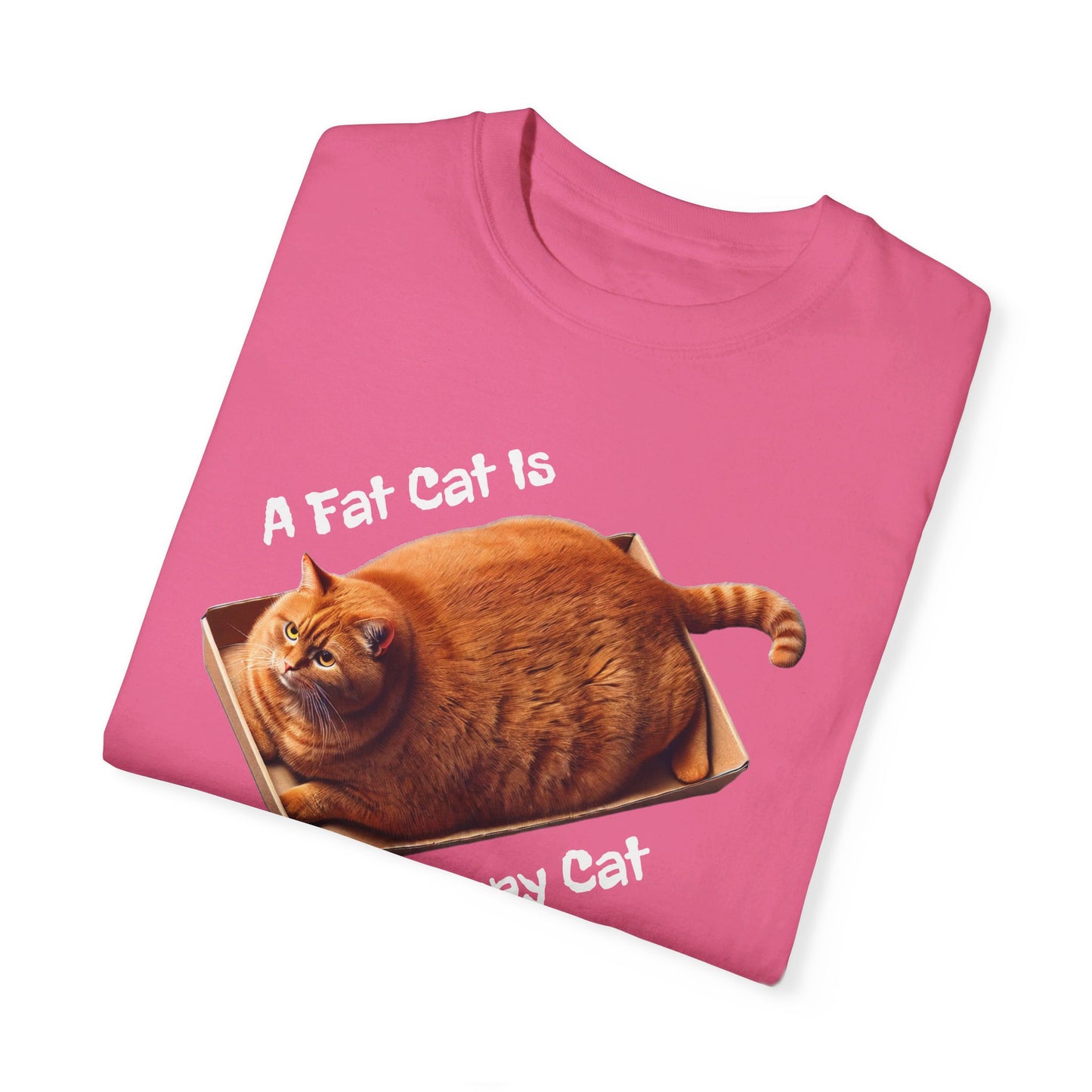 A Fat Cat Is A Happy Cat - Graphic Unisex Garment-Dyed T-shirt