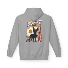 Breakfast Club Hoodie — Cute Black Dog, Bacon & Egg Graphic Pullover