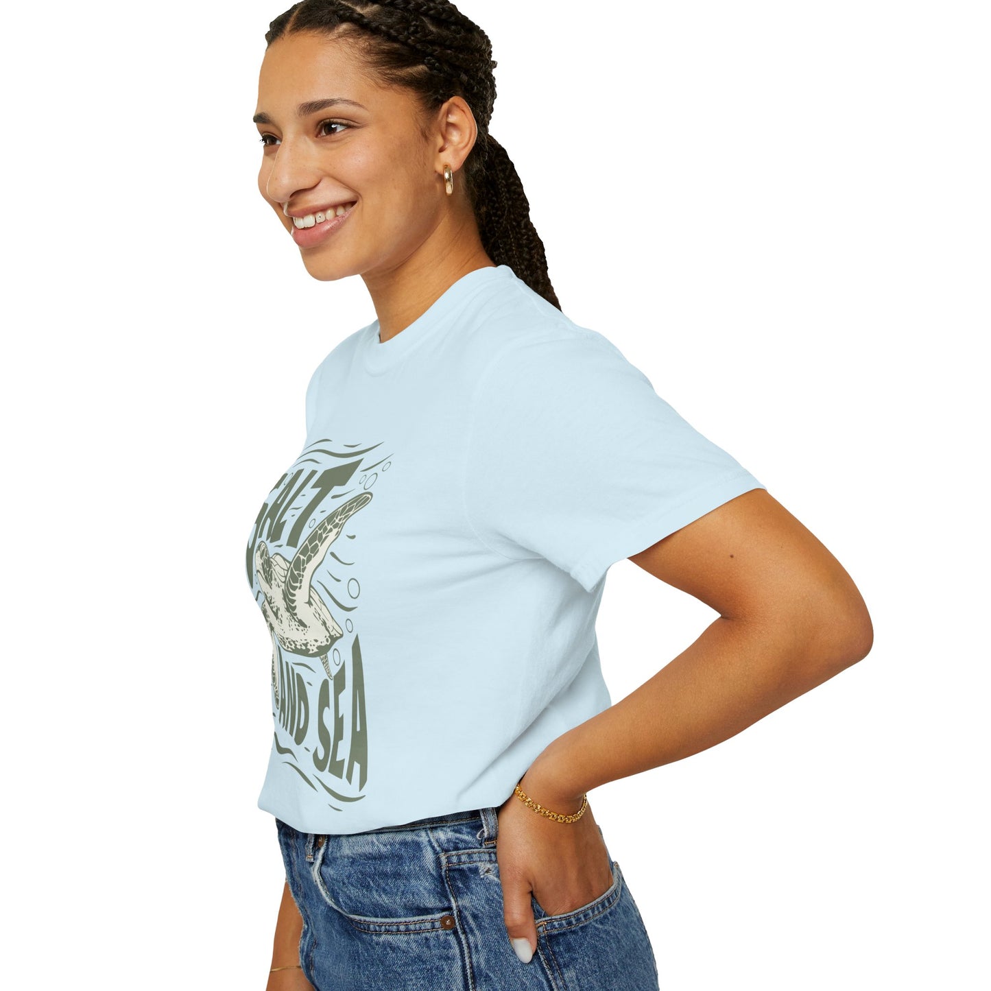 Sea Turtle, Salt And Sea -  Graphic Unisex Garment-Dyed T-shirt