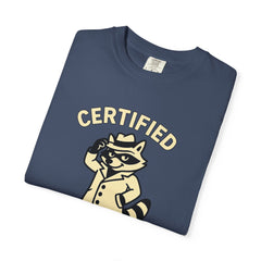 Certified Shenanigans Specialist T-Shirt | Funny Unisex Tee, Casual Wear, Gift for Raccoon Lovers, Cute Animal Shirt, Quirky Apparel
