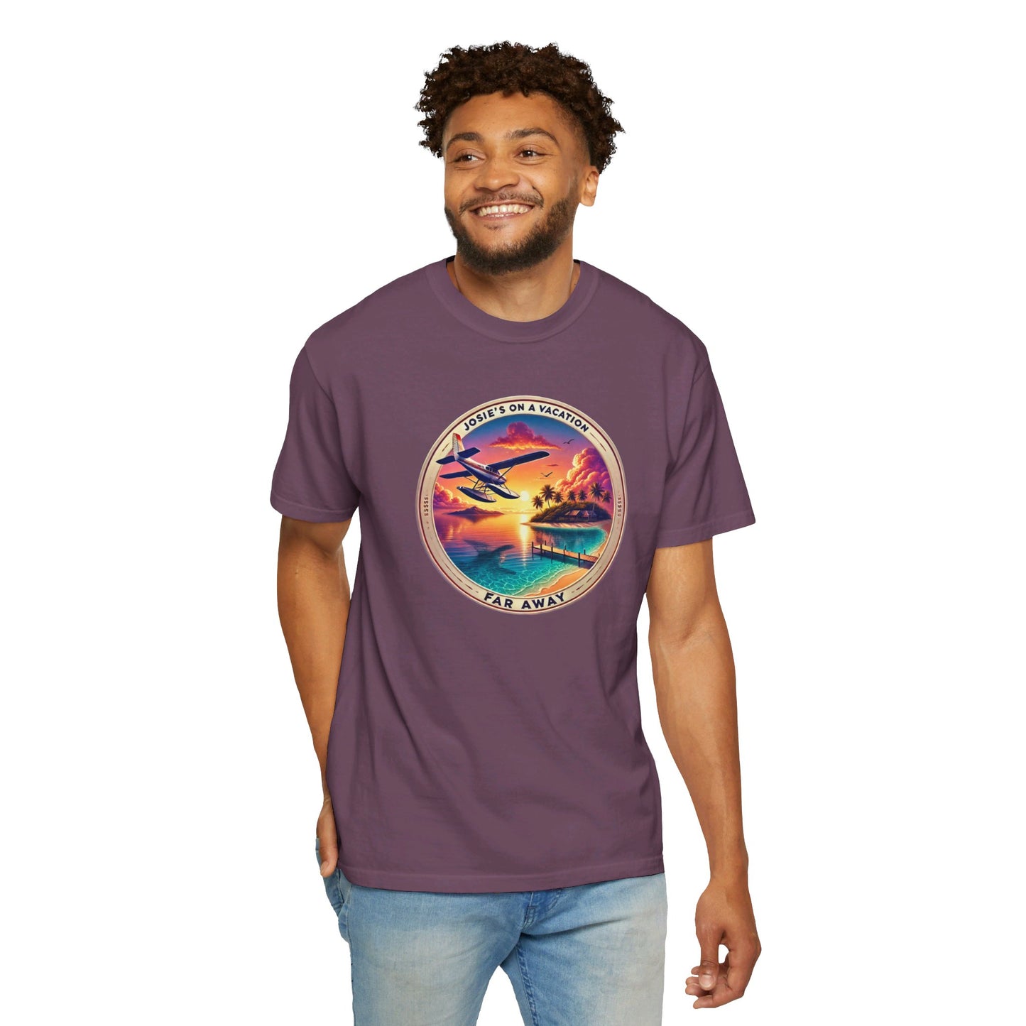 Josies On A Vacation Far Away Graphic Unisex Garment-Dyed T-shirt