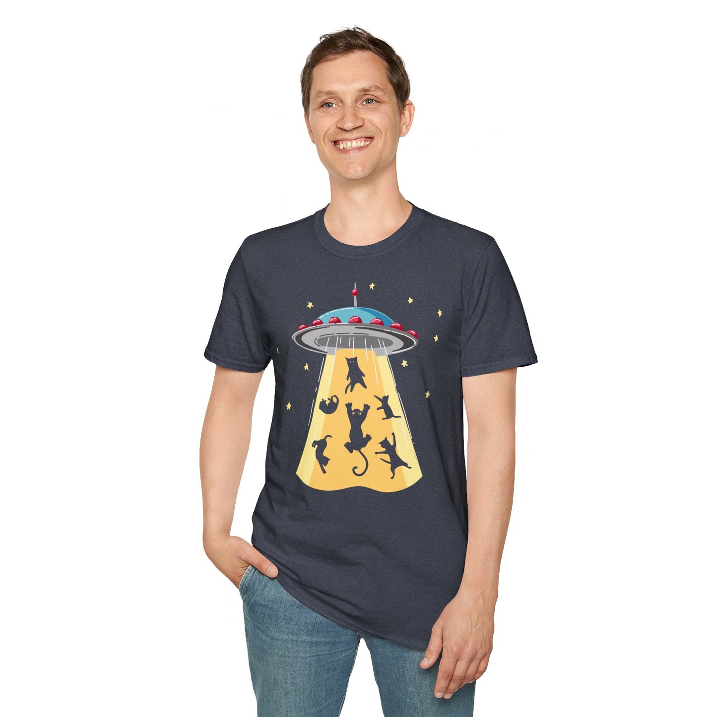 CAT ABDUCTION Is Real, Unisex Softstyle Graphic T-Shirt