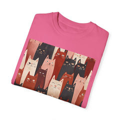 Cute Cat Print Unisex Garment-Dyed T-Shirt - Comfort Colors Soft Perfect for Animal Lovers and Casual Days