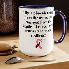 Phoenix mug, cancer survivor gift, hope mug, resilience gift, awareness mug, survivor coffee cup, cancer recovery gift, phoenix rising mug