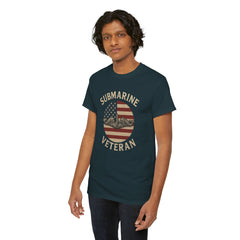 Submarine Veteran American Flag Tee | Unisex Heavy Cotton T-Shirt, Military Apparel, Veteran Gift, Patriotic Top, Casual Wear
