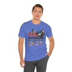All American Boy With Eagle Graphic, Unisex Jersey Short Sleeve Tee