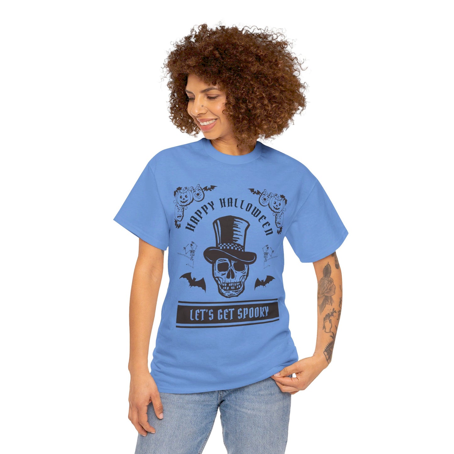 HAPPY HALLOWEEN Lets Get Spooky! Graphic Unisex Heavy Cotton Tee