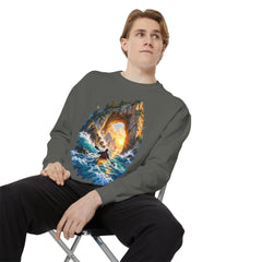 Adventure Kayak Sweatshirt — Comfort Colors Sunset Sea Arch Graphic