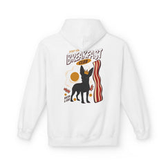 Breakfast Club Hoodie — Cute Black Dog, Bacon & Egg Graphic Pullover