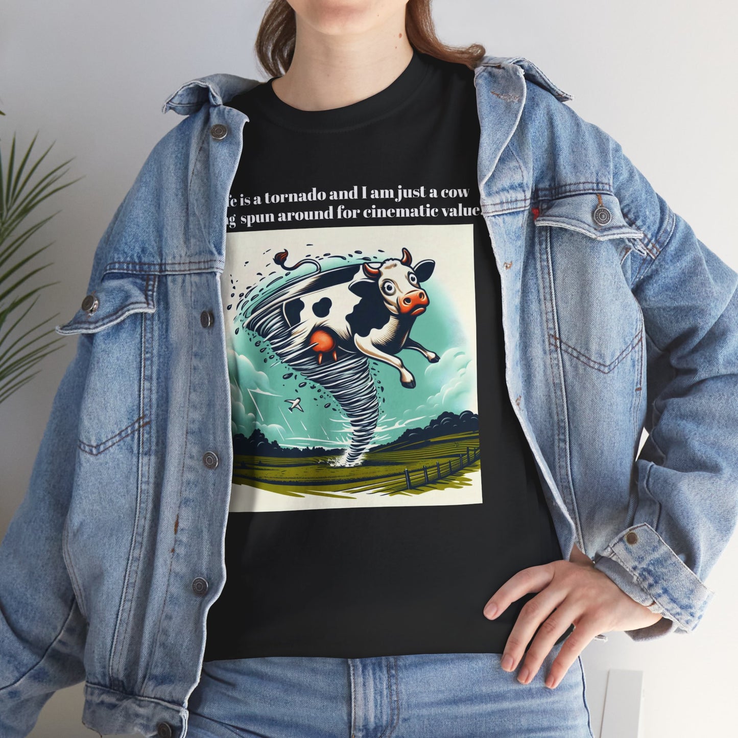 Funny Cow Caught In Tornado Unisex Tee