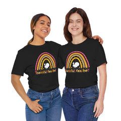 Thankful Teacher T‑Shirt – Retro Rainbow Turkey Teacher Appreciation Tee