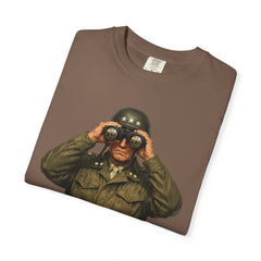 Graphic T-Shirt — Vintage WWII General George Patton Binoculars Design with "Rommel You Magnificent Bastard" Text