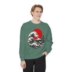 Japanese Wave and Red Sun Comfort Colors Sweatshirt