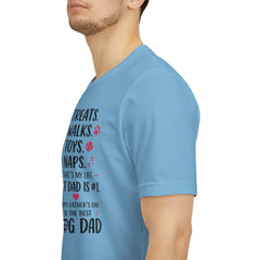 Personalized Dog Dad T‑Shirt — "Treats. Walks. Toys. Naps." Father's Day Gift