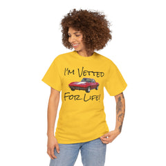 Red Corvette Summer Unisex Tee - I'm Vetted For Life Front and Back Image T Shirt
