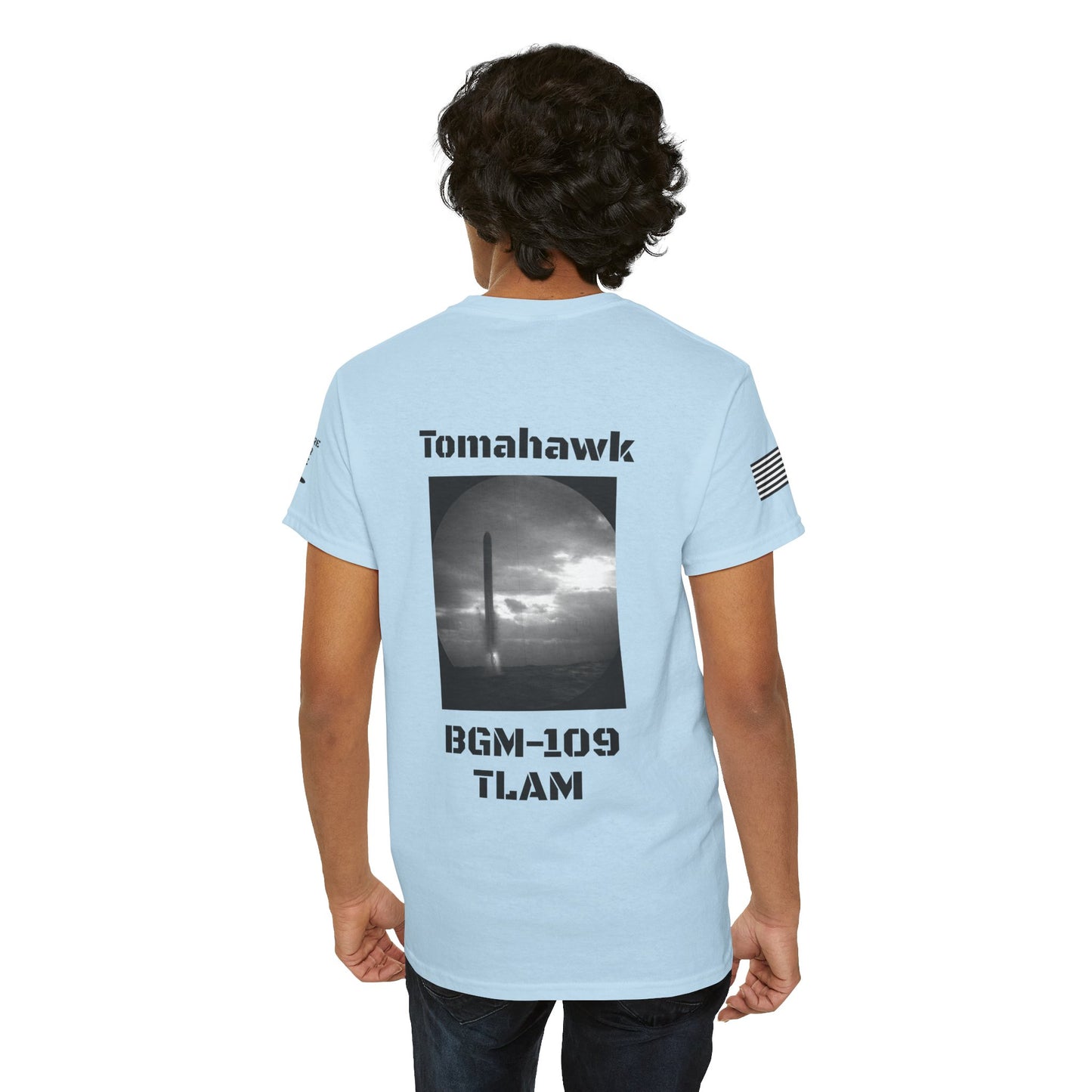 USN Periscope view, Submarine Launched Tomahawk Missile with Dolphins Unisex Jersey Short Sleeve Tee