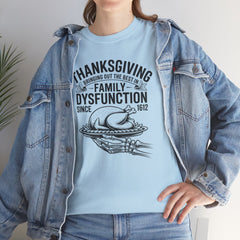 Thanksgiving Family Dysfunction Tee, Unisex Cotton T-Shirt, Funny Holiday Shirt, Family Gathering Wear, Thanksgiving Humor Apparel