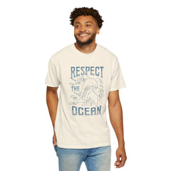 Dolphin, Respect The Ocean -  Graphic Unisex Garment-Dyed T-shirt
