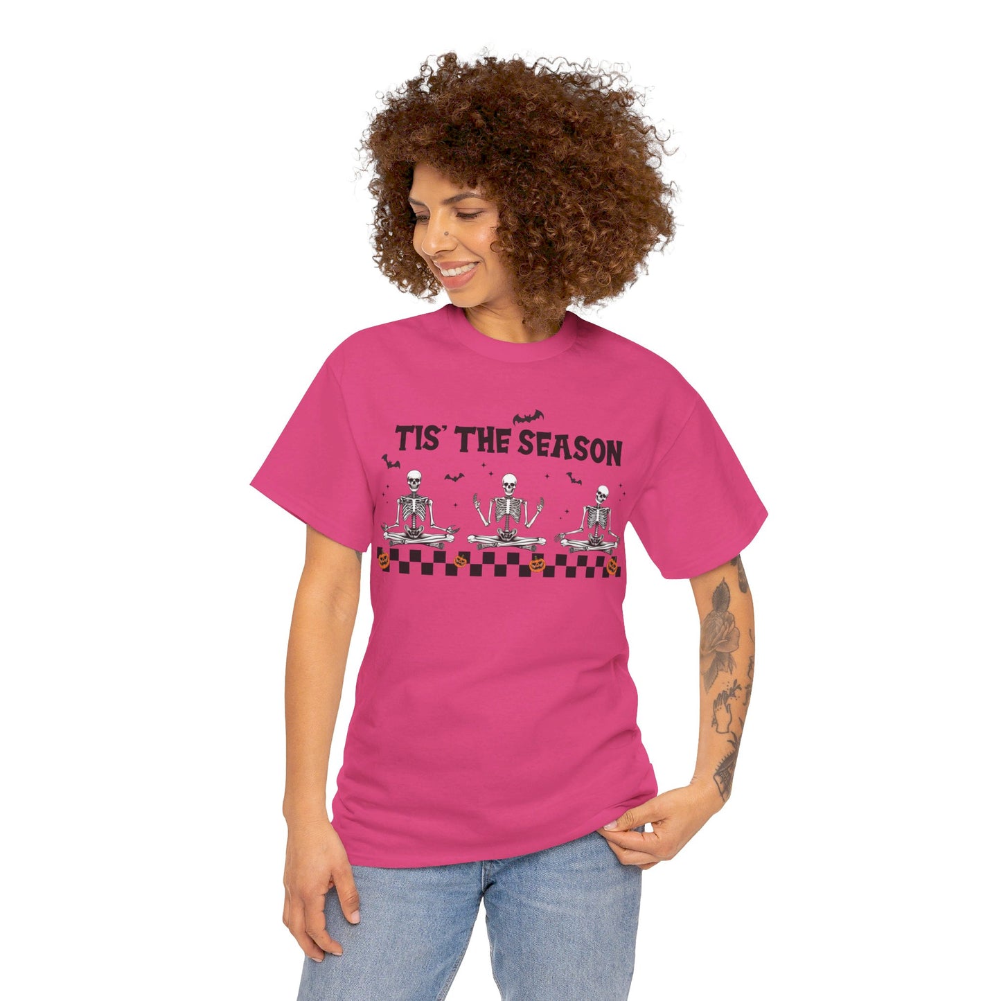 Tis The Season Skeletons Halloween - Graphic Unisex Heavy Cotton Tee