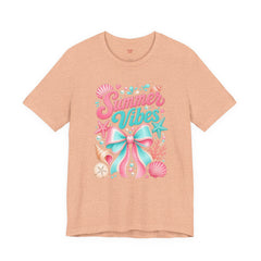 Summer Vibes Tee — Pastel Seashell Bow Beach T-Shirt