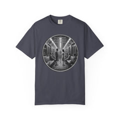 Don;t Stop Believing Subway Reflection T-Shirt — Vintage Black & White Urban Photo Tee