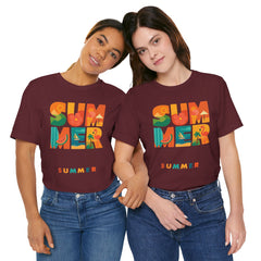 Summer Graphic Tee — Colorful Tropical "SUMMER" Typography T-Shirt