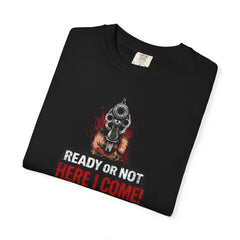 Horror Gaming T-Shirt — "Ready or Not Here I Come!" Umbrella Corp Design