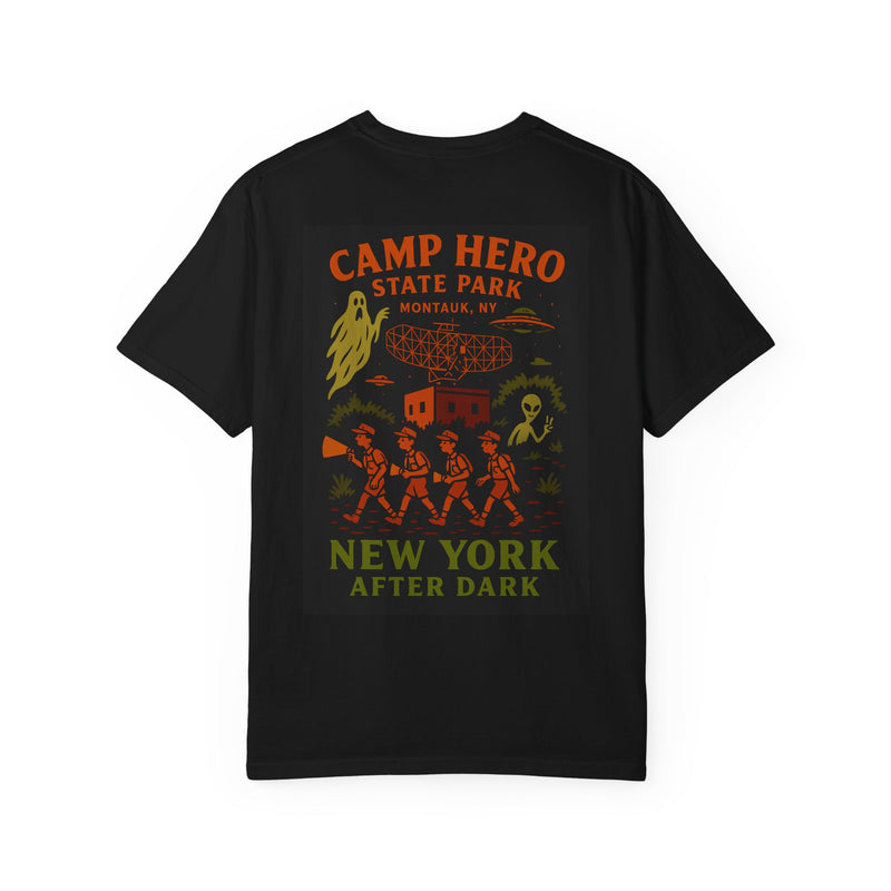 Camp Hero State Park T-Shirt, New York After Dark Collection Boy Scouts, Phantoms and Aliens Oh My.