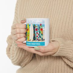 Surfboard meeting Floral Ceramic Mug - Beach Vibes for Coffee Lovers