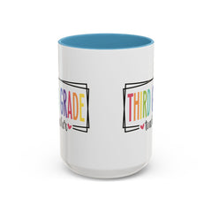 THIRD GRADE TEACHER, Accent Coffee Mug, hearts graphics,present for teacher, educator gift, gift for him, gift for her, teacher appreciation