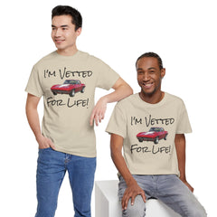Red Corvette Summer Unisex Tee - I'm Vetted For Life Front and Back Image T Shirt