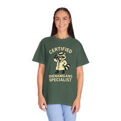 Certified Shenanigans Specialist T-Shirt | Funny Unisex Tee, Casual Wear, Gift for Raccoon Lovers, Cute Animal Shirt, Quirky Apparel