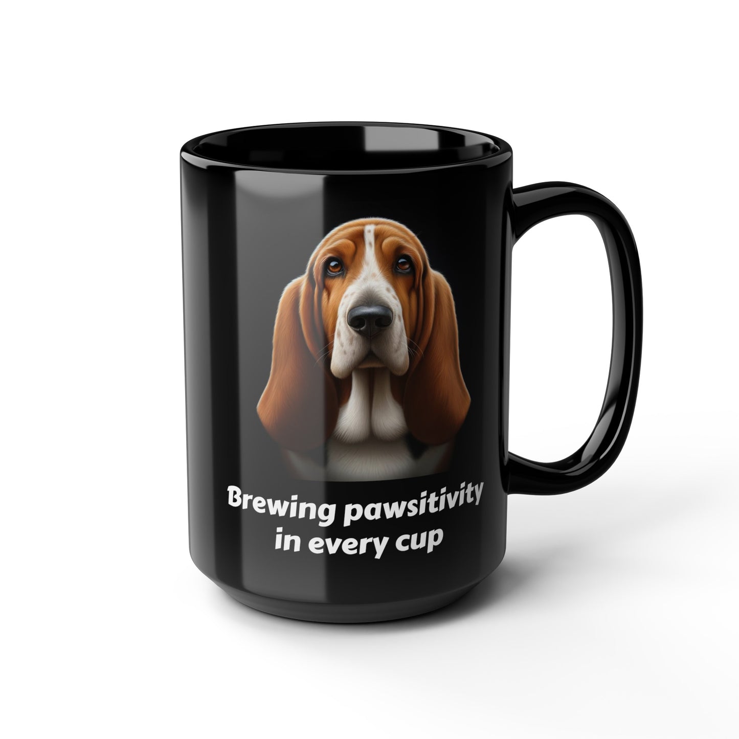 Basset Hound Black Mug (11oz, 15oz), Brewing Pawsitivity In Every Cup