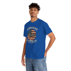 Submarine Veteran American Flag Tee | Unisex Heavy Cotton T-Shirt, Military Apparel, Veteran Gift, Patriotic Top, Casual Wear