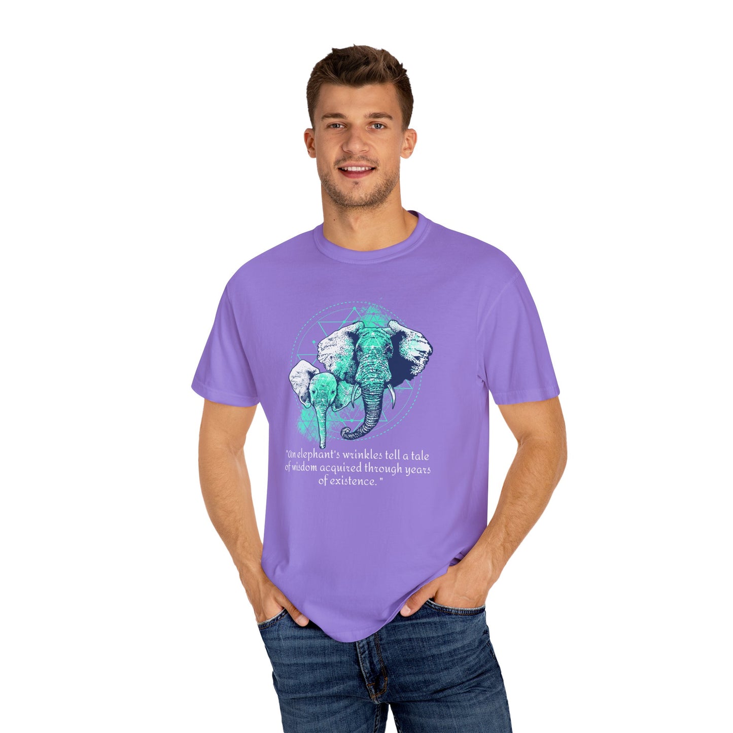 Elephant Portrait of Wrinkles - Unisex Garment-Dyed T-shirt