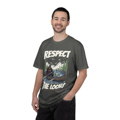 Bigfoot and Alien Outdoor Canoe Adventure - Respect The Locals T-Shirt