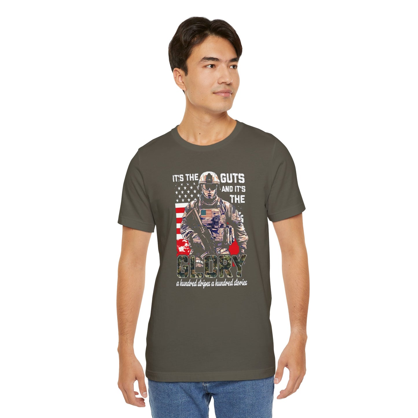 Patrotic American Soldier, Its The Guts And The Glory, Unisex Jersey Short Sleeve Tee