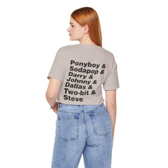 The Outsiders Shirt, Front and Back Images, Greasers Characters Shirt, Unisex Jersey Short Sleeve Tee